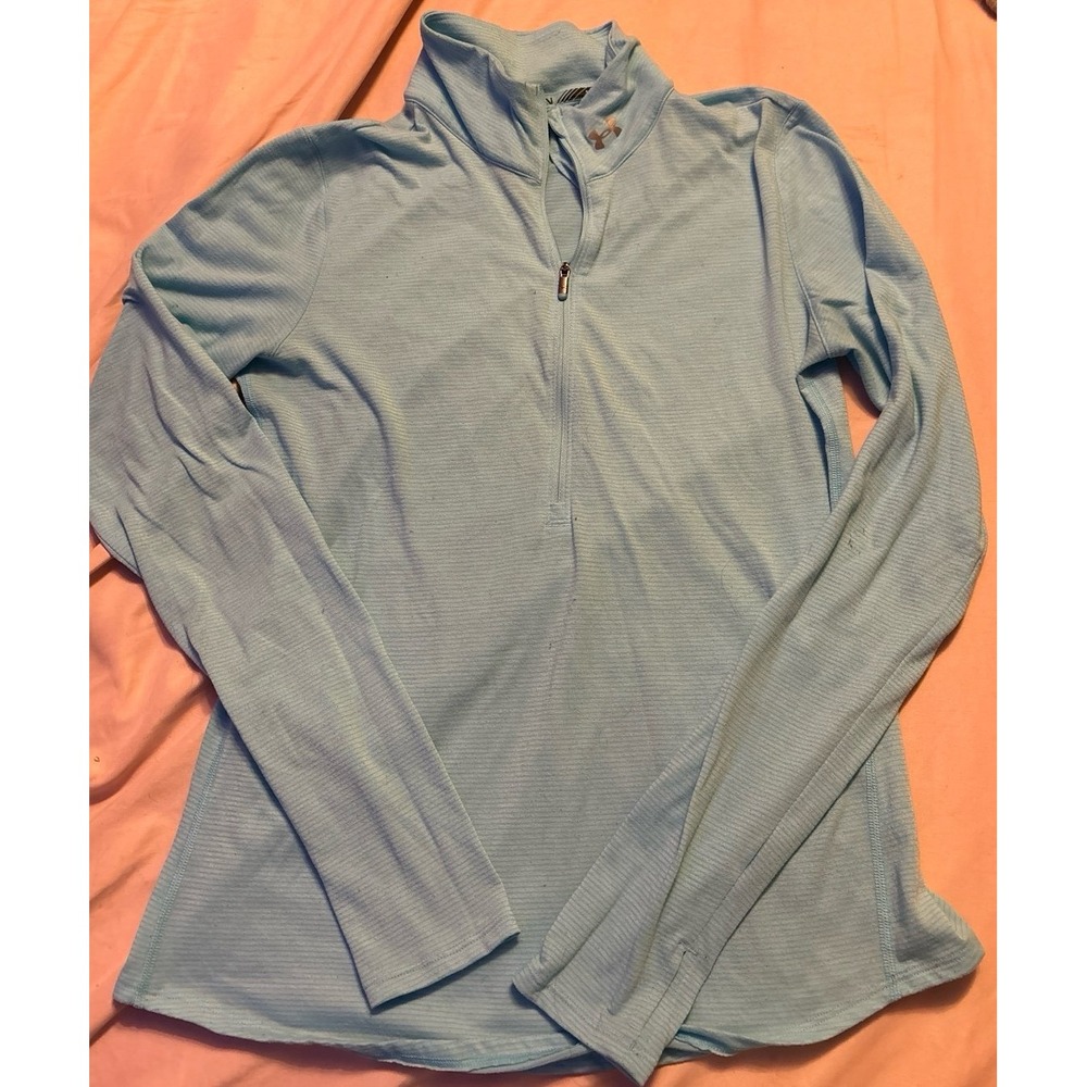 Under Armour HeatGear Run Women's Light Blue 1/4‎ Zip Lightweight Pullover, Med